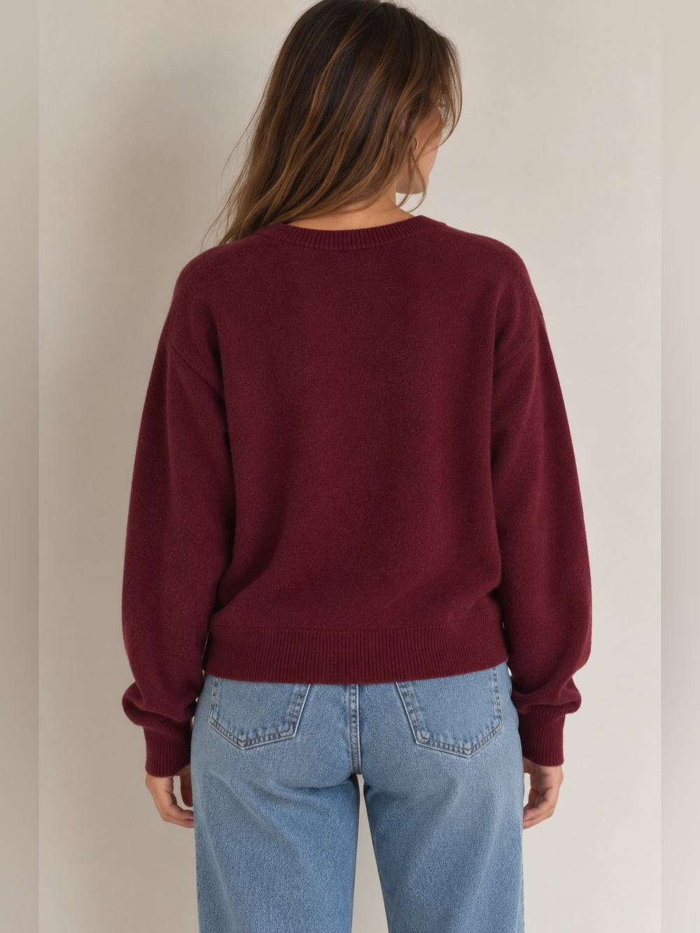 Lord & Taylor Women's Crewneck Sweater in Wine - Picture 2 of 3